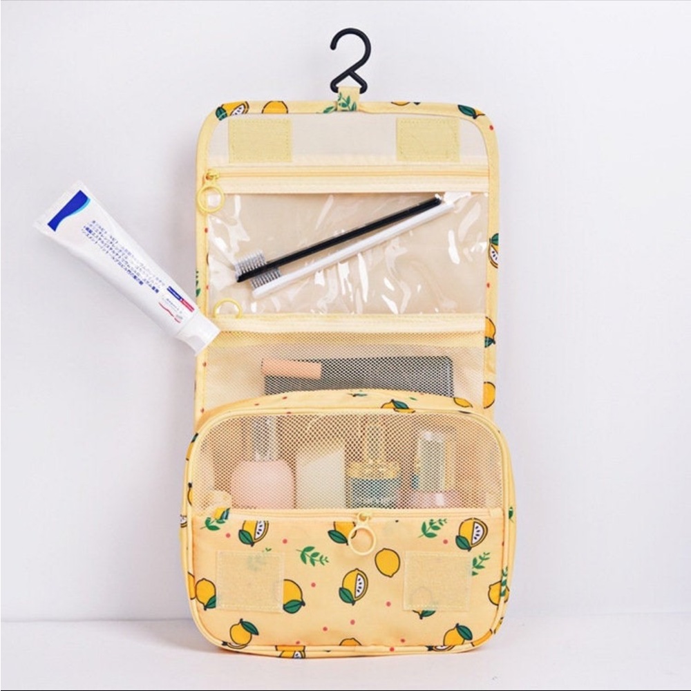 Happy Lemon Travel Toiletries Cosmetic Bag Hanging
